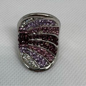 Y2K Statement Dome Ring Size 8 - Purple & Pink Ombre Rhinestones